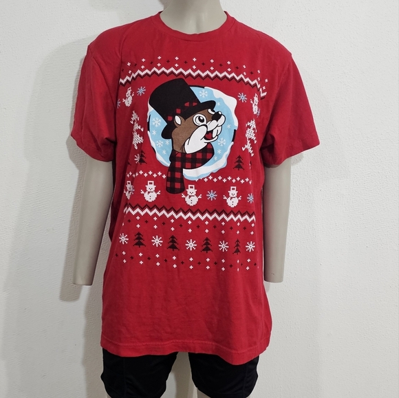 BUC-EE'S Tops - BUC-EE'S Festive Red Graphic Short Sleeve Tee Womens Size M Christmast